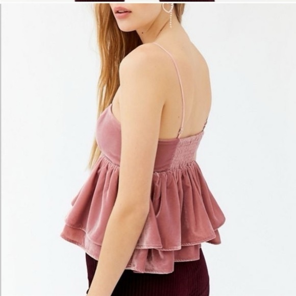 NWOT Urban Outfitters Velvet Babydoll Strapless Tank Dusty Pink - Picture 2 of 4